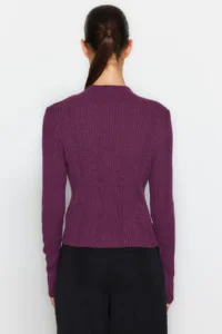 TRENDYOLMİLLA Purple High Neck Basic Plain Knitwear Sweater - Image 5