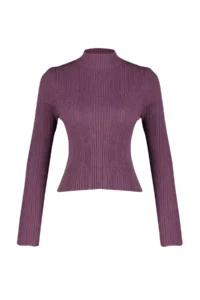 TRENDYOLMİLLA Purple High Neck Basic Plain Knitwear Sweater - Image 6