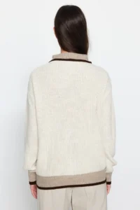 TRENDYOLMİLLA Mink Color Bloklu Zippered Knitwear Sweater - Image 5