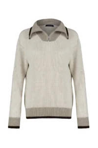 TRENDYOLMİLLA Mink Color Bloklu Zippered Knitwear Sweater - Image 6
