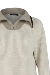 TRENDYOLMİLLA Mink Color Bloklu Zippered Knitwear Sweater - Image 7
