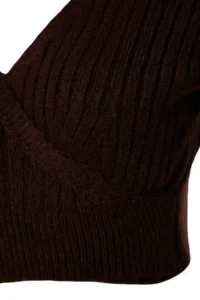 TRENDYOLMİLLA Brown Crop Soft textured Double breasted Knitwear Sweater - Image 8