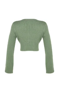 TRENDYOLMİLLA MINT Crop Soft textured Double breasted Knitwear Sweater - Image 9