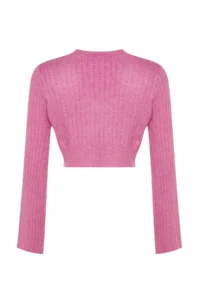 TRENDYOLMİLLA PINK Crop Soft textured Double breasted Knitwear Sweater - Image 8
