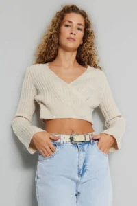 TRENDYOLMİLLA Stone Crop Soft textured Double breasted Knitwear Sweater