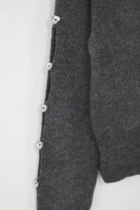 TRENDYOLMİLLA Anthracite Soft textured Button Detailed Knitwear Sweater - Image 6
