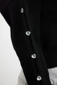 TRENDYOLMİLLA Black Soft textured Button Detailed Knitwear Sweater - Image 4