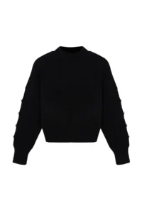 TRENDYOLMİLLA Black Soft textured Button Detailed Knitwear Sweater - Image 6
