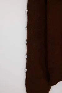 TRENDYOLMİLLA Brown Soft textured Button Detailed Knitwear Sweater - Image 6