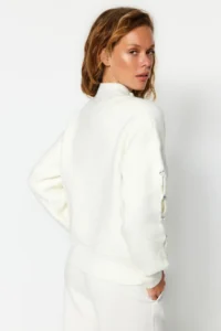 TRENDYOLMİLLA Ecru Soft textured Button Detailed Knitwear Sweater - Image 6