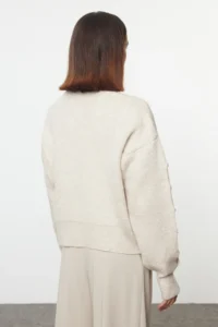 TRENDYOLMİLLA Stone Soft textured Button Detailed Knitwear Sweater - Image 5