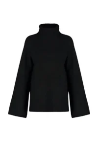 TRENDYOLMİLLA Black Soft textured Turtleneck Wide Pattern Knitwear Sweater - Image 6