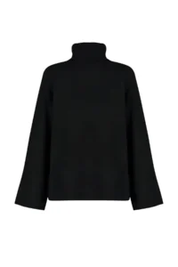 TRENDYOLMİLLA Black Soft textured Turtleneck Wide Pattern Knitwear Sweater - Image 7