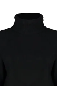 TRENDYOLMİLLA Black Soft textured Turtleneck Wide Pattern Knitwear Sweater - Image 8