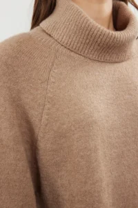 TRENDYOLMİLLA Mink Soft textured Turtleneck Wide Pattern Knitwear Sweater - Image 4