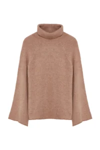 TRENDYOLMİLLA Mink Soft textured Turtleneck Wide Pattern Knitwear Sweater - Image 6