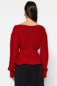 TRENDYOLMİLLA Red Balloon Sleeve with flywheel Knitwear Sweater - Image 5