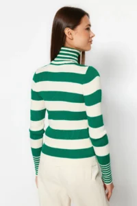 TRENDYOLMİLLA Stone Striped Turtleneck Knitwear Sweater - Image 5