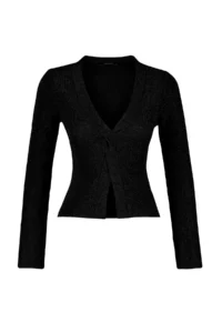 TRENDYOLMİLLA Black Lurex Slit Detailed Knitwear Sweater - Image 6