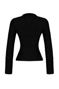 TRENDYOLMİLLA Black Lurex Slit Detailed Knitwear Sweater - Image 8
