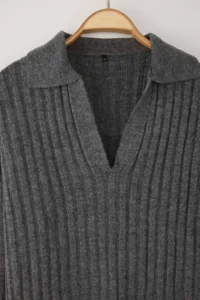 TRENDYOLMİLLA Anthracite Soft textured Polo Shirt Collar Knitwear Sweater - Image 7