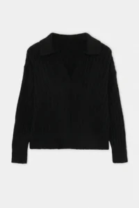 TRENDYOLMİLLA Black Soft textured Polo Shirt Collar Knitwear Sweater - Image 6