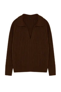 TRENDYOLMİLLA Brown Soft textured Polo Shirt Collar Knitwear Sweater - Image 6