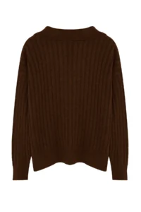 TRENDYOLMİLLA Brown Soft textured Polo Shirt Collar Knitwear Sweater - Image 7