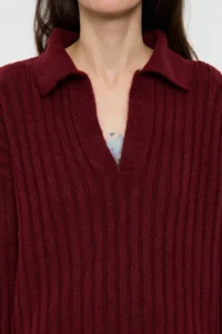 TRENDYOLMİLLA Burgundy Soft textured Polo Shirt Collar Knitwear Sweater - Image 4
