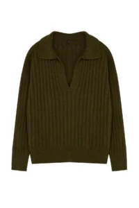 TRENDYOLMİLLA Khaki Soft textured Polo Shirt Collar Knitwear Sweater - Image 6