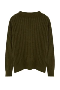 TRENDYOLMİLLA Khaki Soft textured Polo Shirt Collar Knitwear Sweater - Image 7
