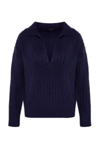 TRENDYOLMİLLA NAVY BLUE Soft textured Polo Shirt Collar Knitwear Sweater - Image 10