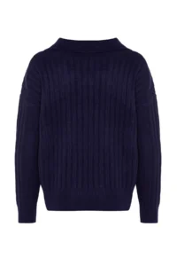 TRENDYOLMİLLA NAVY BLUE Soft textured Polo Shirt Collar Knitwear Sweater - Image 11