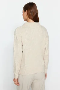 TRENDYOLMİLLA Stone Soft textured Polo Shirt Collar Knitwear Sweater - Image 5