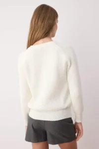 TRENDYOLMİLLA Ecru Soft textured Jeweled Knitwear Sweater - Image 4