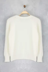 TRENDYOLMİLLA Ecru Soft textured Jeweled Knitwear Sweater - Image 6