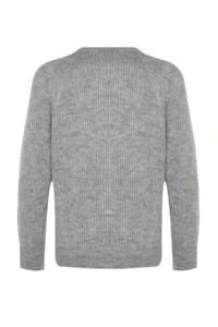TRENDYOLMİLLA Gray Soft textured Stone Detailed Knitwear Sweater - Image 8