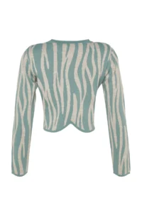 TRENDYOLMİLLA MINT Crop Zebra Patterned Color Bloklu Knitwear Sweater - Image 8
