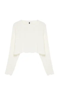 TRENDYOLMİLLA Ecru Super Crop Hair Knitting Knitwear Sweater - Image 6