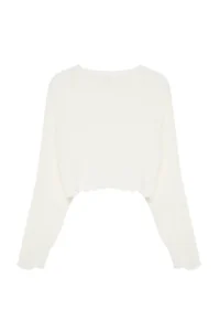 TRENDYOLMİLLA Ecru Super Crop Hair Knitting Knitwear Sweater - Image 7