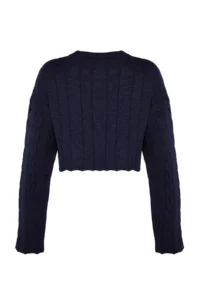 TRENDYOLMİLLA NAVY BLUE Super Crop Hair Knitting Knitwear Sweater - Image 7