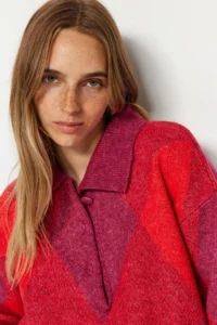 TRENDYOLMİLLA PINK Wide Pattern Soft textured Knitwear Sweater - Image 2