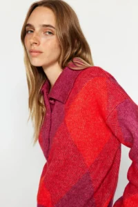 TRENDYOLMİLLA PINK Wide Pattern Soft textured Knitwear Sweater - Image 3