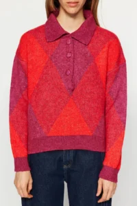 TRENDYOLMİLLA PINK Wide Pattern Soft textured Knitwear Sweater - Image 4