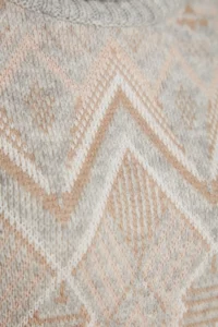 TRENDYOLMİLLA Gray Ethnic Patterned Soft textured Wide Pattern Turtleneck Knitwear Sweater - Image 7