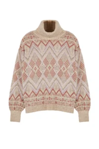 TRENDYOLMİLLA Stone Ethnic Patterned Soft textured Wide Pattern Turtleneck Knitwear Sweater - Image 6