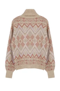 TRENDYOLMİLLA Stone Ethnic Patterned Soft textured Wide Pattern Turtleneck Knitwear Sweater - Image 7