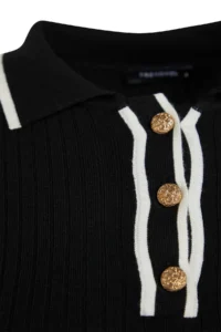 TRENDYOLMİLLA Black Mercerized Look Premium/Special Thread Polo Shirt Collar Knitwear Sweater - Image 8