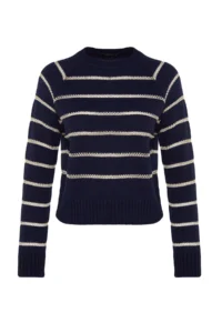 TRENDYOLMİLLA NAVY BLUE Simli Striped Knitwear Sweater - Image 6