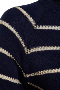 TRENDYOLMİLLA NAVY BLUE Simli Striped Knitwear Sweater - Image 7